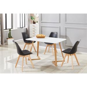Table A Manger Blanche 4 Chaises Scandinaves Noires Ensemble
