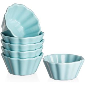Petits Plats Ronds 180ml Ramequin Soufflé Résistants Rose Moule à Pâtisserie Résistants pour la Cuisson Four Ramequins Four en Céramique KIVY® Set de 6 Ramequins Crème Brûlée