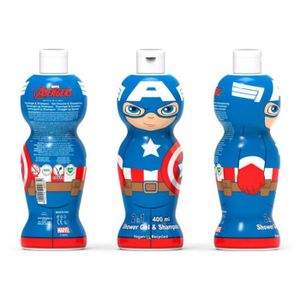GEL - CRÈME DOUCHE Air Val - 2 en 1 Gel douche & Shampooing Captain America (Marvel) - 400 ml