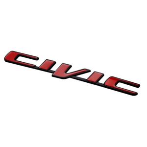 SEUIL DE PORTE VOITURE Black Red -Badge logo Civic arrière en métal 3D, a