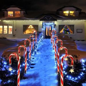 GUIRLANDE D'EXTÉRIEUR SKY-Décoration de Noël Guirlande Lumineuse Extérieur LumineuseLot de 8 Lampes LED de Jardin en Forme de Canne à Sucre de Noël
