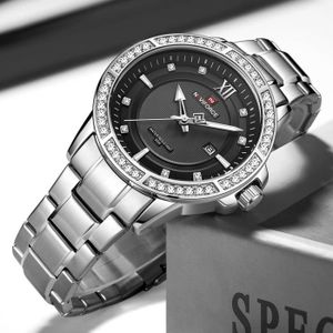 MONTRE Montre homme Top marque NAVIFORCE montres d'affaires de luxe argent-noir montre-bracelet en acier inoxydable pour homme