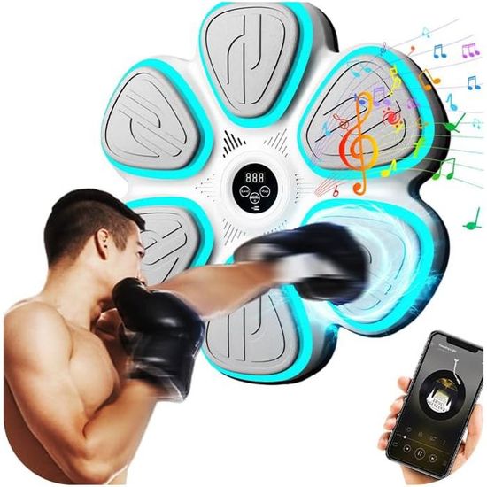DriveNova Machine De Boxe Musicale Murale - 9 Modes 18 Vitesses, Bluetooth, LED, 2 Paires Gants, Entraînement Maison Enfants Adultes