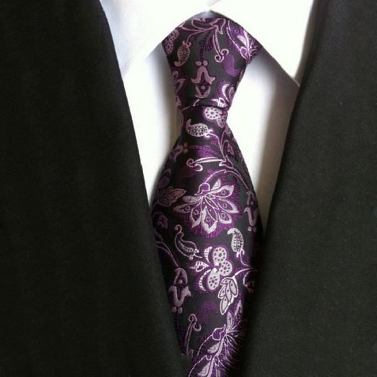 CRAVATE Homme - Cravate business en tissu jacquard fashion style 16 - noir FZ™