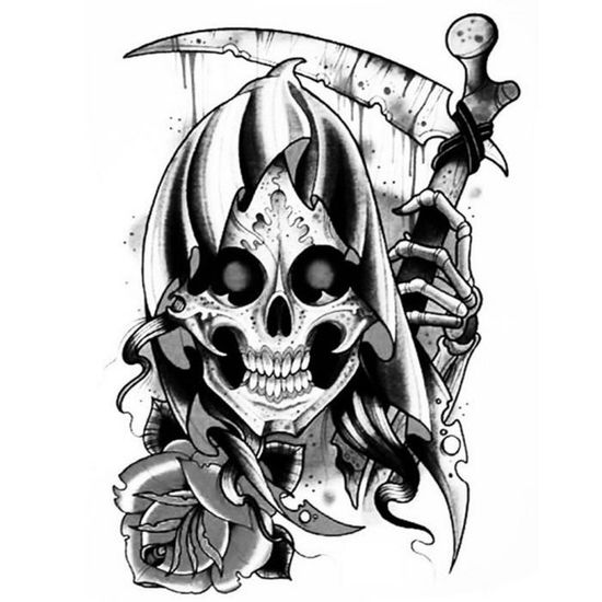 Tatouage Faux Tete De Mort La Faucheuse Achat Vente Tatoo Bijou De Corps Tatouage Faux Tete De Mort Cdiscount