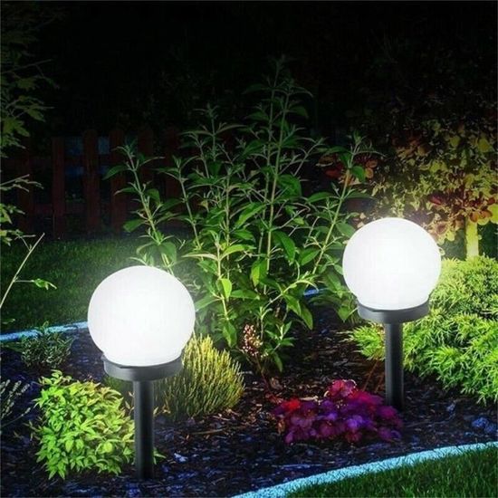 2 pièces-lot LED boule lampe solaire énergie extérieure jardin chemin cour pelouse route cour cour lampes au sol étanch  -WILM4030