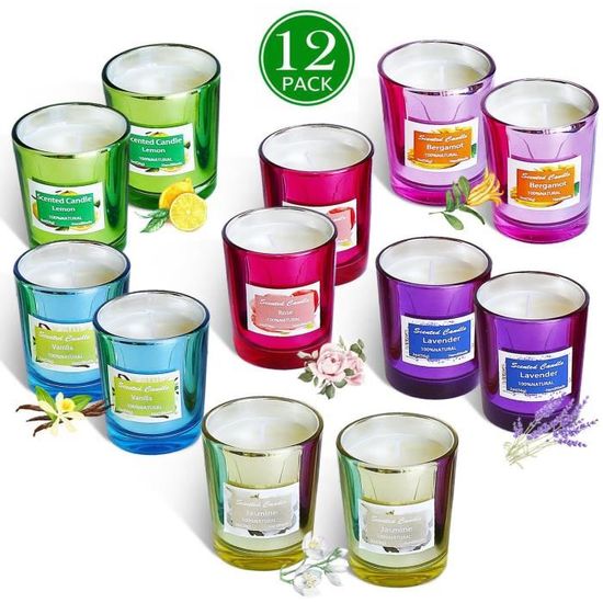 12 Bougies Parfumées Cire De Soja - Aromathérapie Pour Salle De Bain, Yoga, Spa