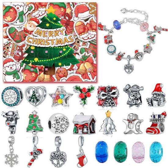 Ucouper Calendrier De L'Avent Bijoux – 22 Perles Et 3 Bracelets DIY Pour Femme Et Fille, Cadeau Noël Surprise