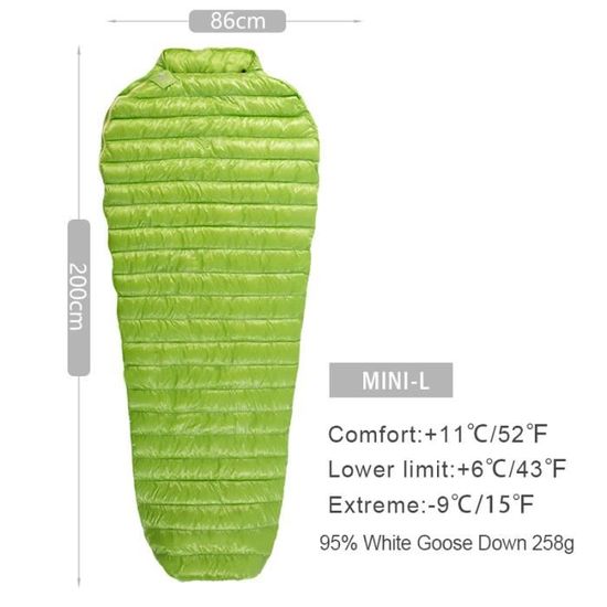 Sac De Couchage Adulte En Duvet 4 Saisons - Ultra Léger (1,4 Kg), -8°C à 7°C - Pour Camping, Randonnée, Plein Air