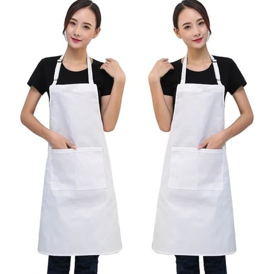 Lot De 2 Tabliers Unisexes Réglables Avec 2 Poches Épaisses Pour Cuisine, Restaurant, Café[n500