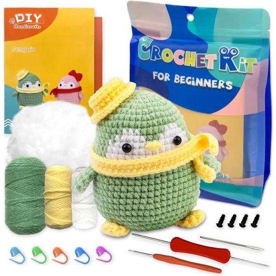 Kit Complet Crochet Pour Débutants - Inclut Fil, Crochets, Aiguilles, Marqueurs + Tutoriel Vidéo - Pour Réaliser Un Châle