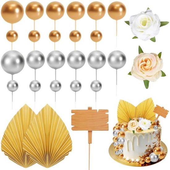 Gyufise Lot De 3 Décorations De Gâteau à Paillettes Dorées Pour 10e Anniversaire De Mariage