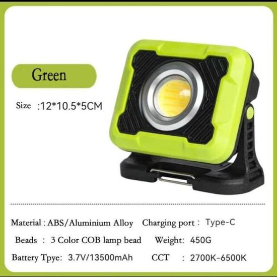 2000mAh--Projecteur Portable magnétique Rechargeable à LED COB, lumière