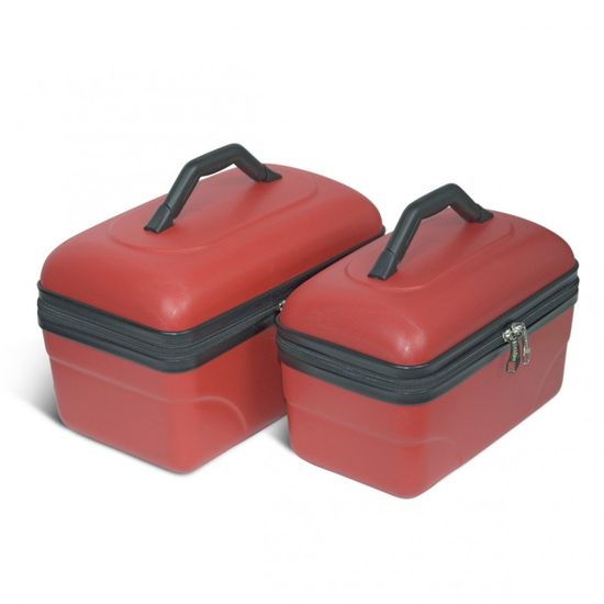Set de 2 Grands Vanity Cases 9,18L et 14,49L - Pack de Vanity Rigide pour Voyager en beauté KINSTON (rouge)