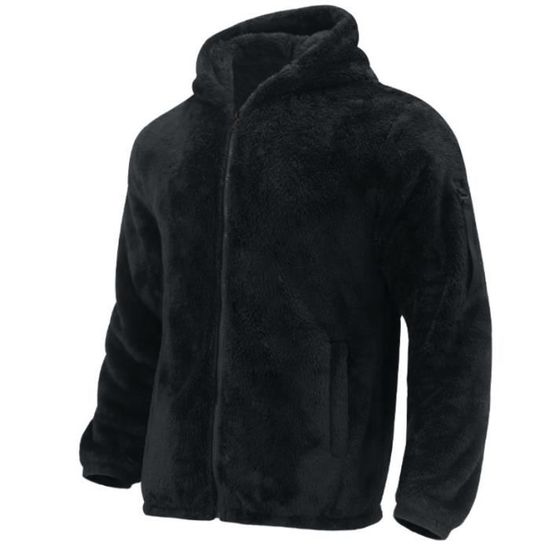 Veste Polaire épaisse à Capuche Sherpa Pour Homme - Grande Taille, Fermeture éclair, Chaude Et Douce Pour L'automne Et L'hiver - 1