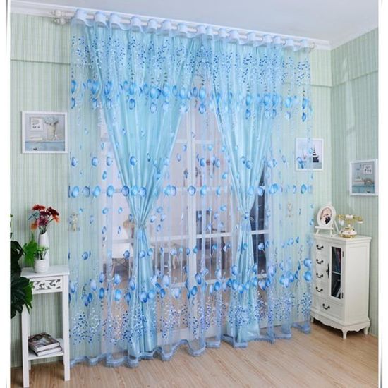 Top Finel Rideaux Voilages Motif de Fleurs pour Salon Chambre Cuisine