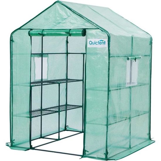 Quictent Serre de Jardin 195x143x143cm, Serre Tomates 2 fenêtres et 12