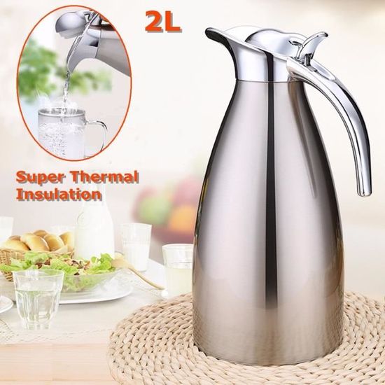 2000ML Bouteille Thermos Isotherme Chaud Inox Duel Pont Vide Pour Voyage Voiture