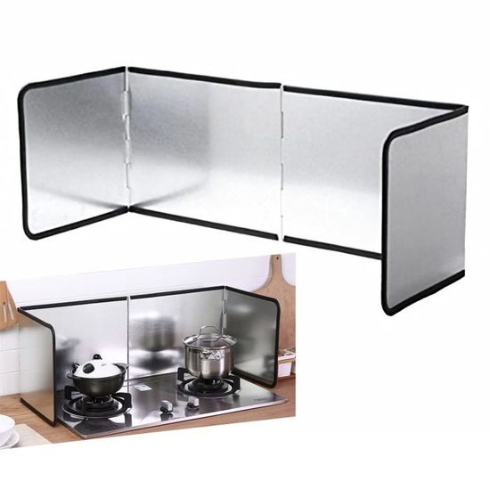 Plaque Anti-Projection AzulLanse - Inox Pliable 133x30cm, Bords Silicone - Pour Cuisinière, Nettoyage Facile