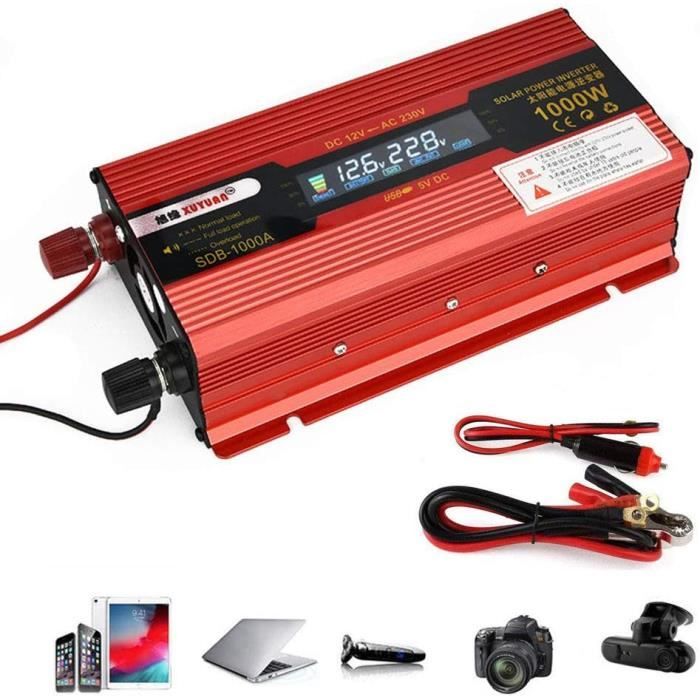 Convertisseur 12V Vers 220V 1500W DOXIM - Sinusoïdal Pur - 1 Port USB - Pour Voiture/maison - Neuf