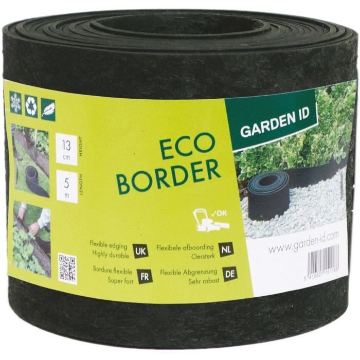 Bordure de jardin en caoutchouc recyclé - GARDEN ID Eco Border - 5 m H13 cm - Indestructible - Flexible pose droite ou courbée.