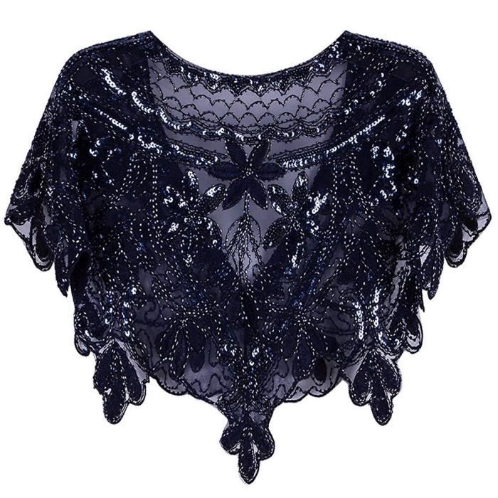 Écharpe Paillettes Rétro 1920s – Châle Femme Gatsby, Mariage, Soirée, Bal, Accessoire Costume Années Folles