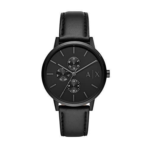 Montre Homme Armani Exchange Cayde Multifonction Black Leather Starp AX2719