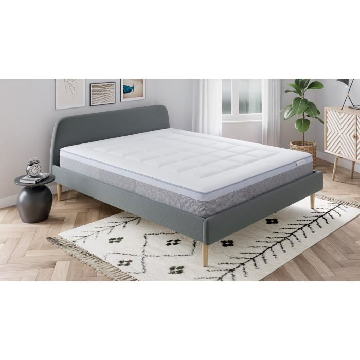 Ensemble matelas ressorts 160x200 Ergo Spring + Lit gris foncé + sommier à lattes - Mousse mémoire + ressorts - Hbedding 0011-160 x