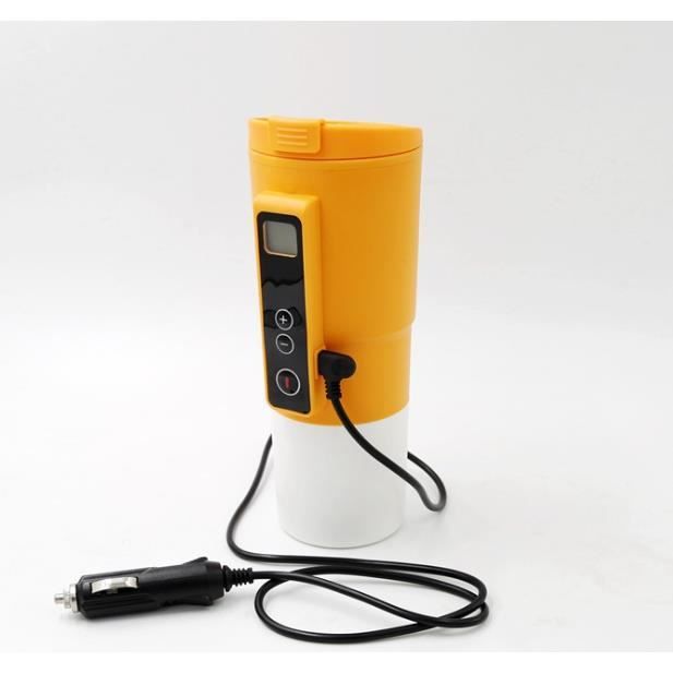 Bouilloire Electrique de Voiture 12V 380ML avec Ecran Visuel et Température Contrôlable-Orange