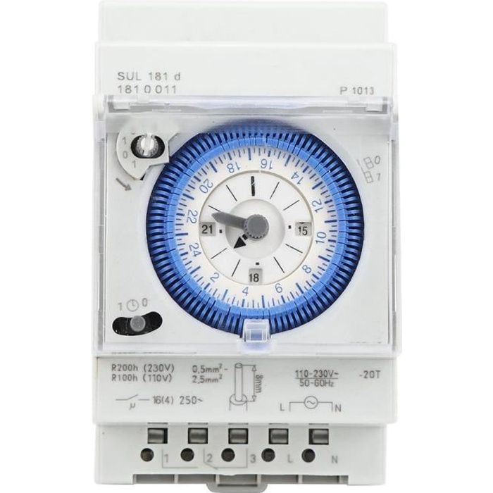 SUL181D Minuterie Mécanique 15 Minutes 24 Heures Relais Commutateur Horaire 250VAC 16A-LAT