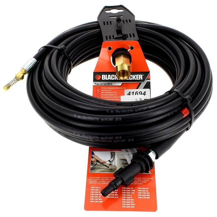Flexible deboucheur canalisation 16m pour Nettoyeur haute pression Black & decker - 3665392054535