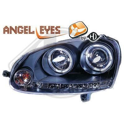 2214885 , Paire de Feux Phares Angel Eyes noir pour VW Golf 5 , Golf 5 Break , Golf 6 Break , Jetta 2 de 2003 a 2008