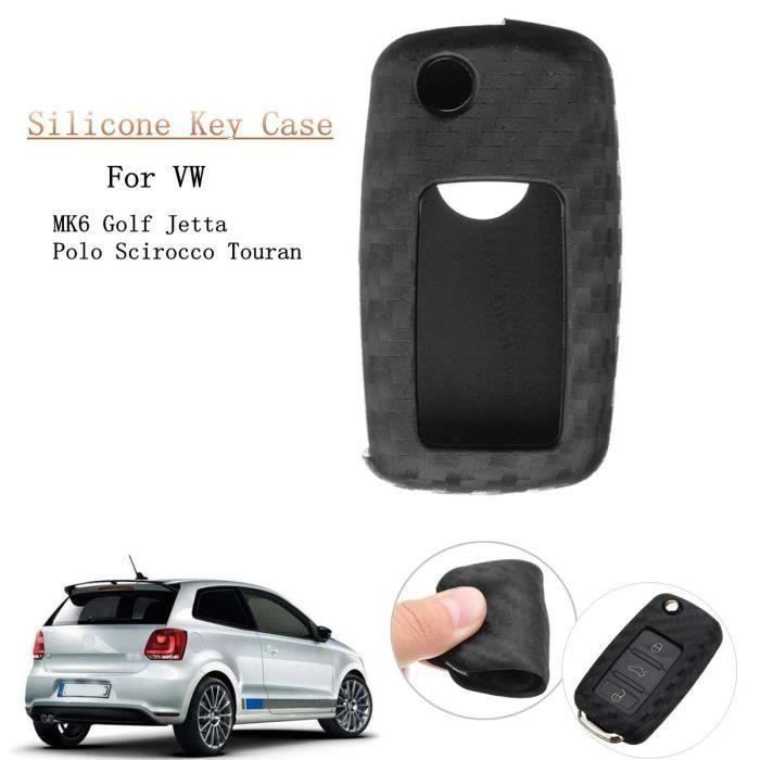 Housse de Cle Télécommande Protection Silicone en Fibre de Carbone Pour VW MK6 Golf Jetta Polo Scirocco Touran Bo07258