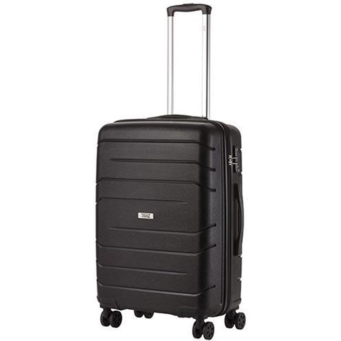 Valise TravelZ Big Bars 67 cm avec doubles roues - Trolley avec serrure TSA - Noir