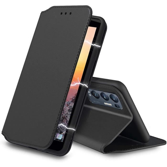 Coque Oppo Find X3 Neo Noir ,AURSTORE Housse Etui Pochette En Cuir PU Multifonction,Protection