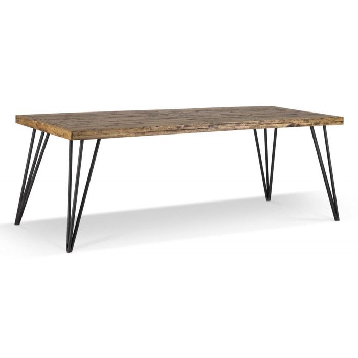 Table Rectangulaire Bois Fer Forgé Marron 220x90x80cm - Décoration D'autrefois