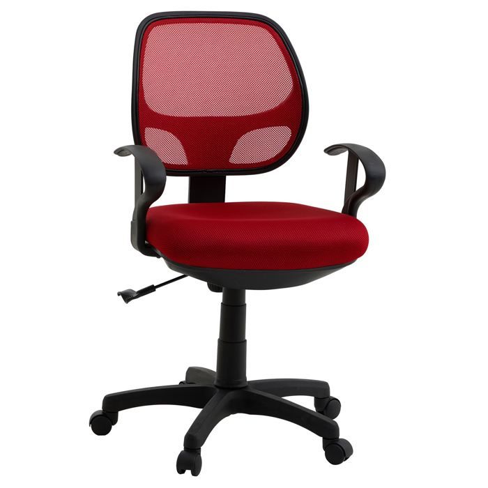 Chaise de bureau pour enfant COOL fauteuil pivotant ergonomique avec accoudoirs, siège à roulettes et hauteur réglable, mesh rouge