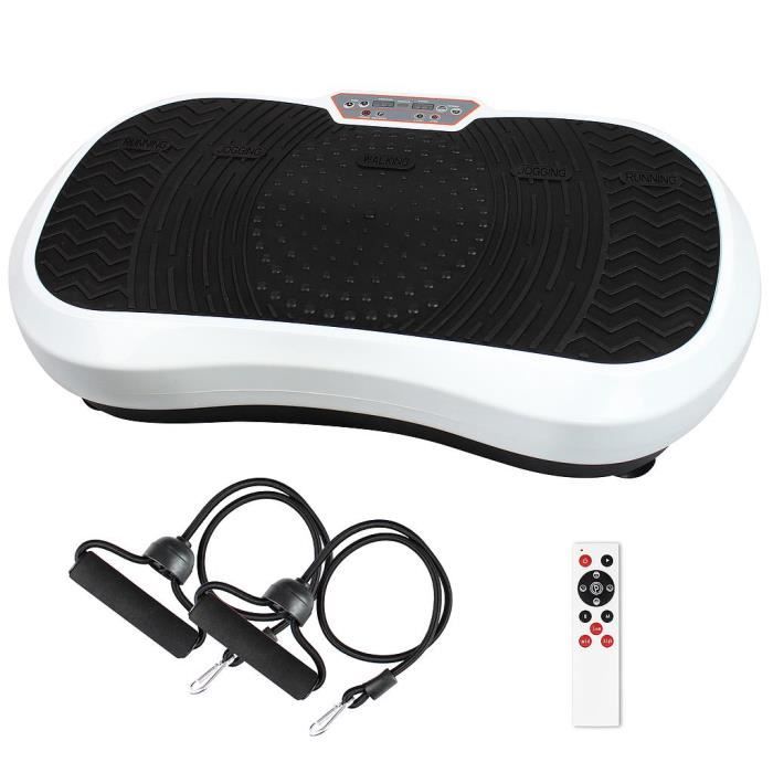 Plateforme Vibrante et Oscillante Machine avec Vibrations Blanc 180 niveaux Télécommande bandes de resistances 69x39x13 cm