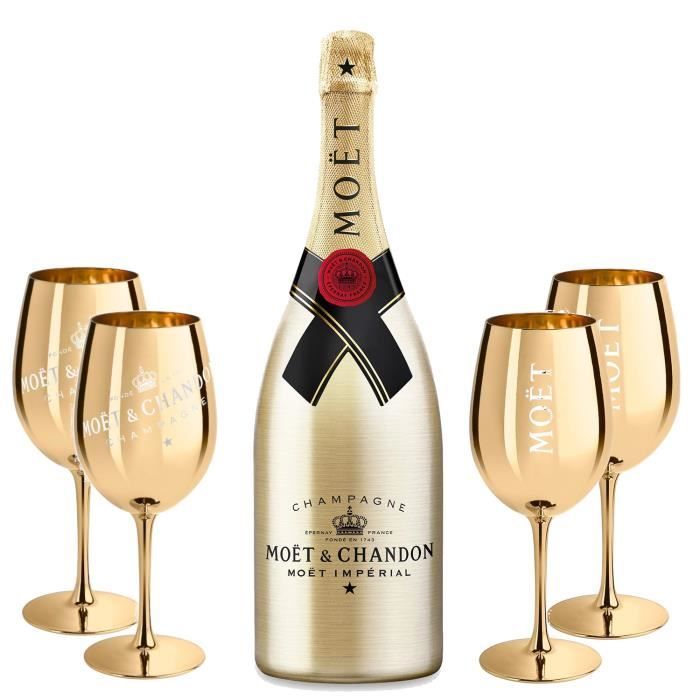 Magnum Moet & Chandon Gold + 4 verres gold acryliques