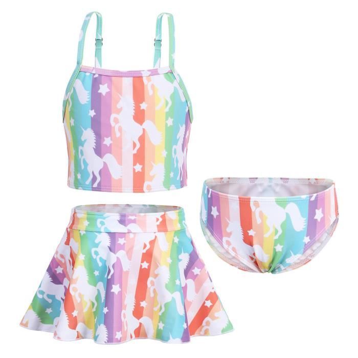 AmzBarley Maillots de Bain Filles Licorne Combinaison arc-en-ciel de Natation Mignon Maillot de Bain pour Enfants
