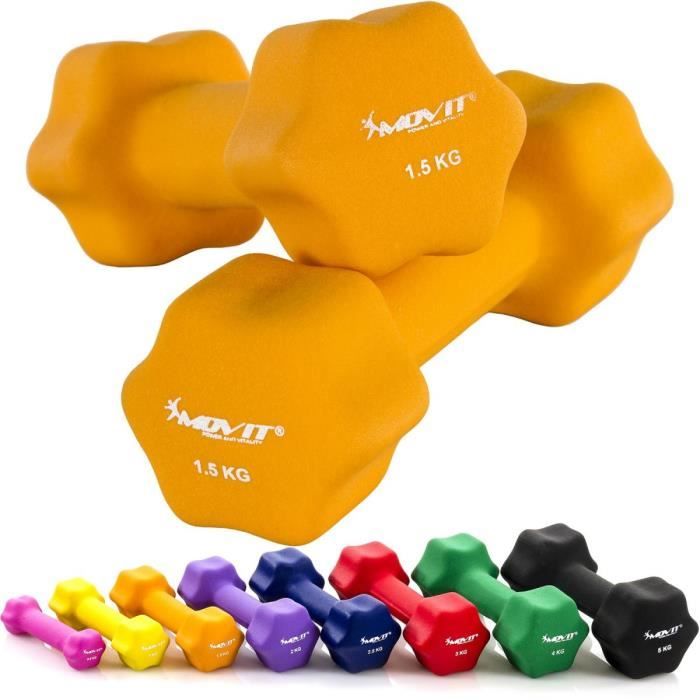 MOVIT Lot de 2 haltères en néoprène orange (2x1,5kg)