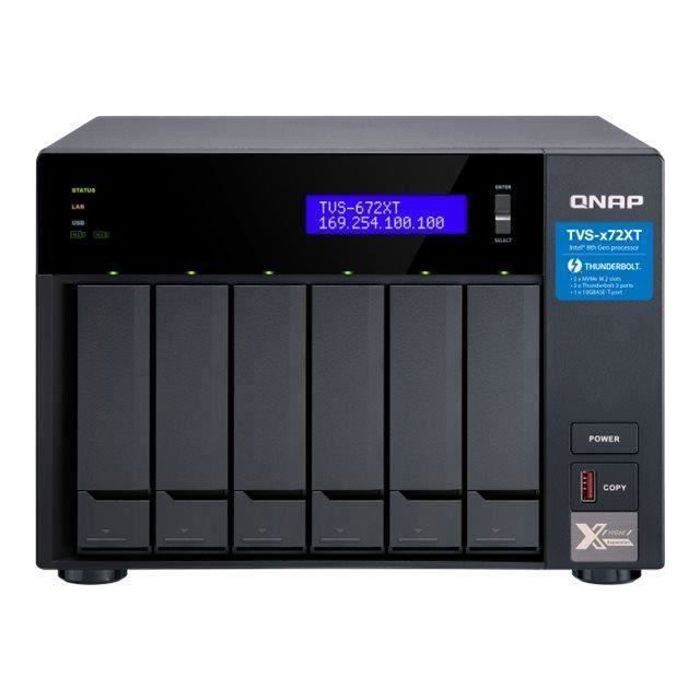 QNAP TVS-672XT Serveur NAS 6 Baies SATA 6Gb-s RAID 0, 1, 5, 6, 10, 50, JBOD RAM 8 Go Gigabit Ethernet - 10 Gigabit Ethernet -…