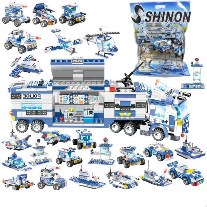 Ville Police Robot avion voiture modèle blocs de construction ensemble SWAT Playmobil créateur assemblée jouets éducatifs 762 pièces