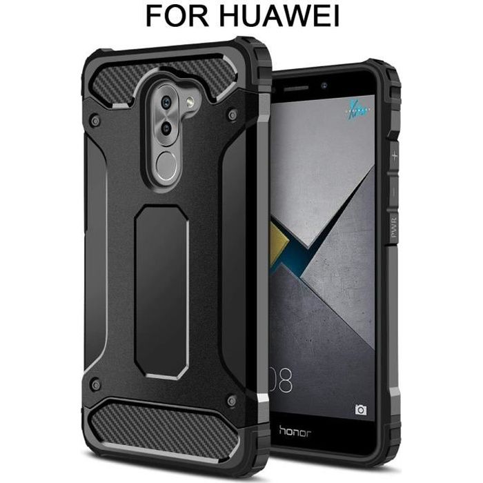 SmartLegend Anti Rayures Coque Huawei Honor 6X TPU&PC Anti Choc conception anti-poussière Etui Noir