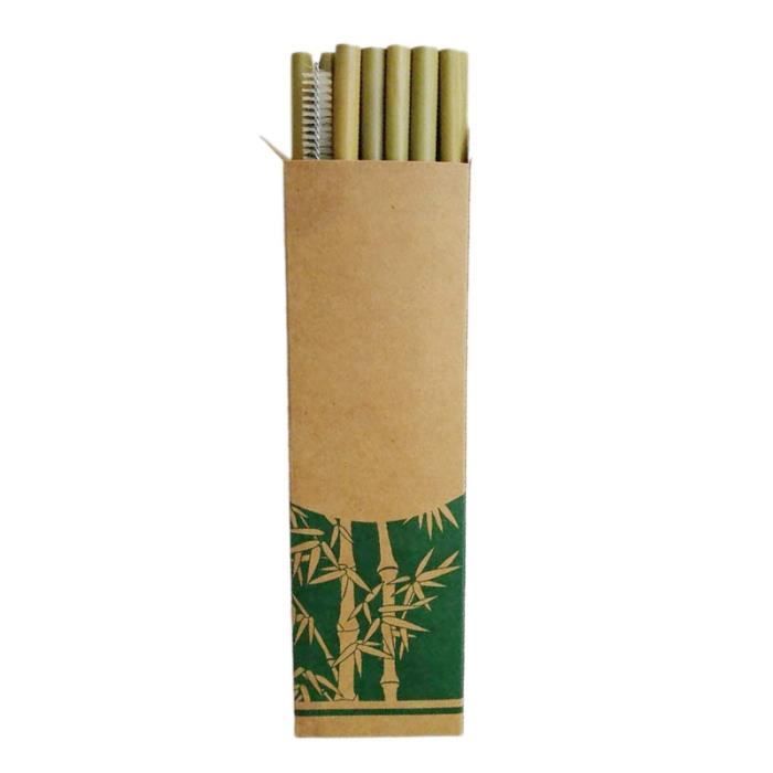 100 PièCes SéRies - Lot Pailles de Bambou Paille RéUtilisable Cuisine de FêTe + Brosse de Nettoyage
