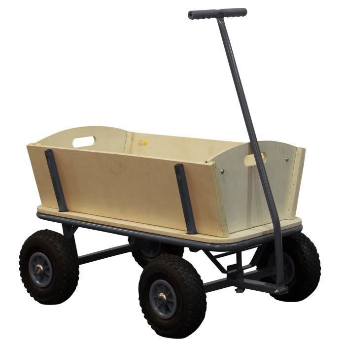 SUNNY Billy Chariot de Transport en Bois | Chariot pour Enfants anthracite | Capacité 100 kilos