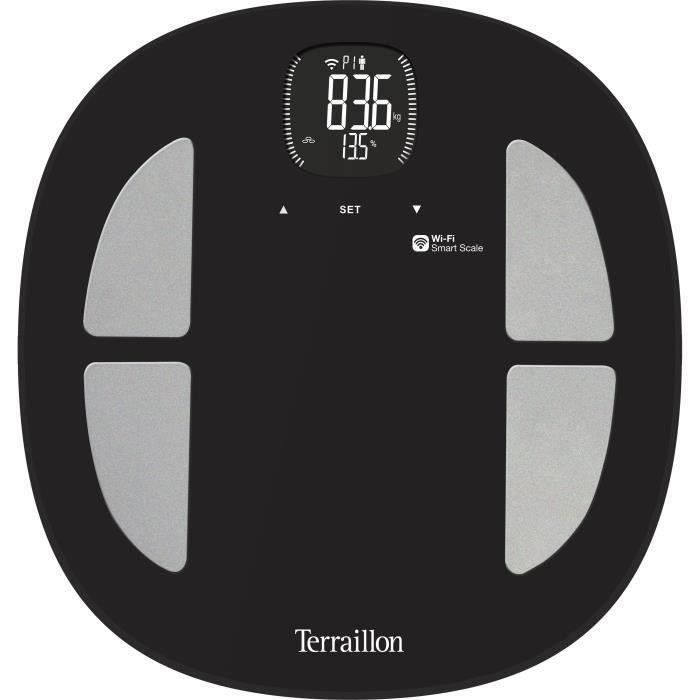 TERRAILLON - Impédencemetre connecté Run et Fit + Ecouteurs intra-auriculaires - Wi-fi, Bluetooth - 32,4x34,2cm - Noir