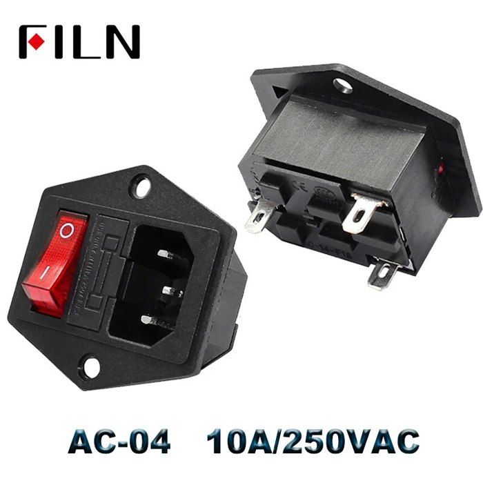 Interrupteur à Bascule En Laiton 10A AC-14-F16 - Prise 250V Avec Fusible, Pour Montage PC