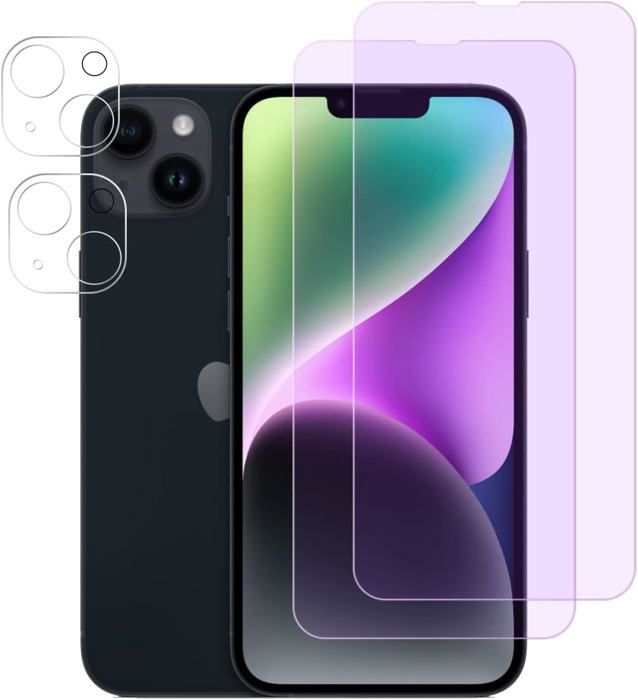 Lot De 2 Protecteurs écran IPhone 15 Pro – Trempé Anti-lumière Bleue – Bleu