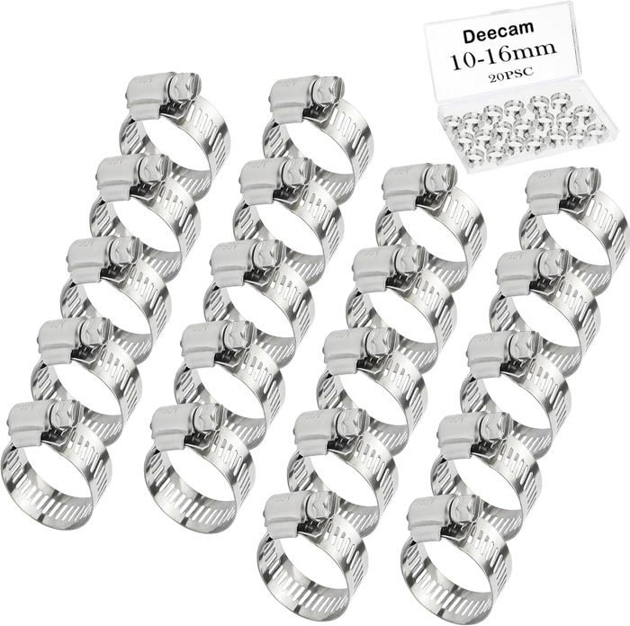 135/60 Pièces Collier De Serrage Double Oreilles Pince 8-18mm Entraînement à Vis Sans Fin Tuyau D'eau De Carburant Colliers De Serrage Clips Tuyau Colliers De Serrage De Carburant Kit Assorti